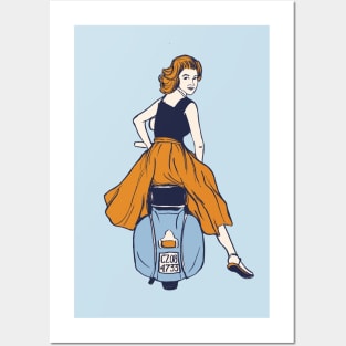 Italian girl on Vespa Piaggio Posters and Art